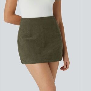 Olive Corduroy Mini Skirt